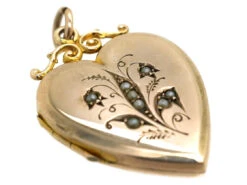 Edwardian 9ct Back & Front & Split Pearls Heart Locket With Lily Of The Valley Motif 8 Edwardian 9ct Back & Front & Split Pearls Heart Locket With Lily Of The Valley Motif -Antique Jewellery Company DSC06594