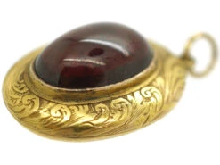 Victorian 15ct Gold Cabochon Garnet Locket Back Pendant 7 Victorian 15ct Gold Cabochon Garnet Locket Back Pendant -Antique Jewellery Company DSC06596