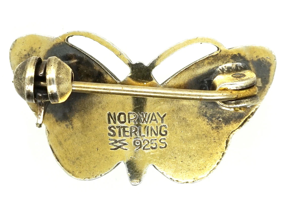 Small Green Enamel Butterfly Brooch 5 Small Green Enamel Butterfly Brooch - Image 3