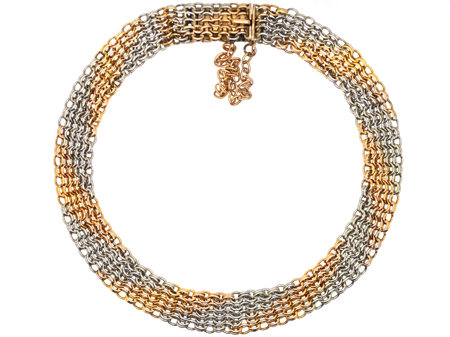 Edwardian 15ct Gold & Platinum Chevron Design Bracelet 3 Edwardian 15ct Gold & Platinum Chevron Design Bracelet