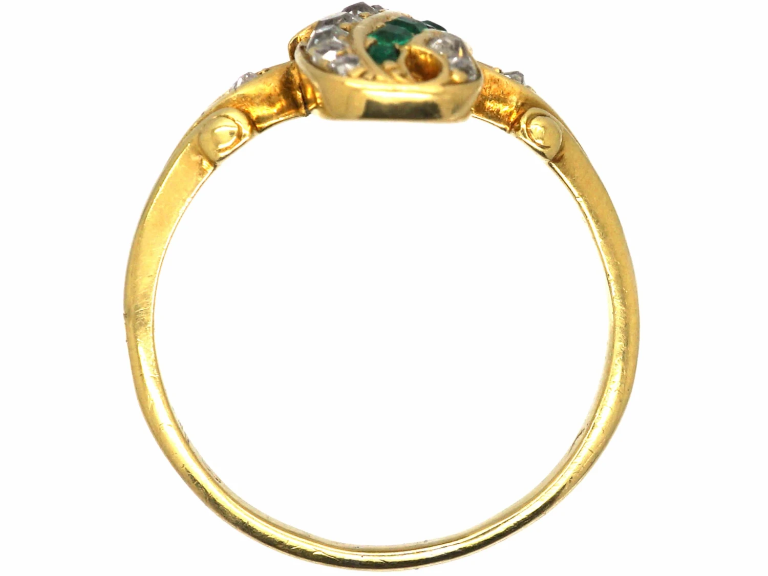 Victorian 18ct Gold Twist Ring Set With Emeralds & Diamonds 5 Victorian 18ct Gold Twist Ring Set With Emeralds & Diamonds - Image 3