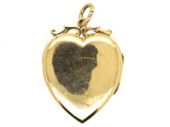 9ct Back & Front, Gold Turquoise & Natural Split Pearl Heart Shaped Locket -Antique Jewellery Company DSC06665