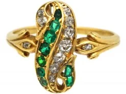 Victorian 18ct Gold Twist Ring Set With Emeralds & Diamonds 13 Victorian 18ct Gold Twist Ring Set With Emeralds & Diamonds -Antique Jewellery Company DSC06668 scaled 1