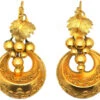 Victorian 15ct Gold Earrings With Grapes Motif In Original Case