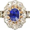 French Import Early 20th Century 18ct Gold, Rose Diamond & Sapphire Oval Cluster Ring 2 French Import Early 20th Century 18ct Gold, Rose Diamond & Sapphire Oval Cluster Ring -Antique Jewellery Company DSC06677 scaled 1