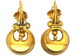 Victorian 15ct Gold Earrings With Grapes Motif In Original Case -Antique Jewellery Company DSC06684