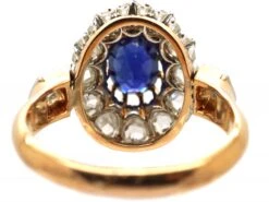 French Import Early 20th Century 18ct Gold, Rose Diamond & Sapphire Oval Cluster Ring 11 French Import Early 20th Century 18ct Gold, Rose Diamond & Sapphire Oval Cluster Ring -Antique Jewellery Company DSC06686 scaled 1