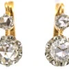 French 18ct Gold, Rose Diamond Drop Earrings -Antique Jewellery Company DSC06694