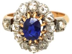 French Import Early 20th Century 18ct Gold, Rose Diamond & Sapphire Oval Cluster Ring 13 French Import Early 20th Century 18ct Gold, Rose Diamond & Sapphire Oval Cluster Ring -Antique Jewellery Company DSC06696 scaled 1