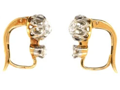 French 18ct Gold, Rose Diamond Drop Earrings 7 French 18ct Gold, Rose Diamond Drop Earrings -Antique Jewellery Company DSC06699