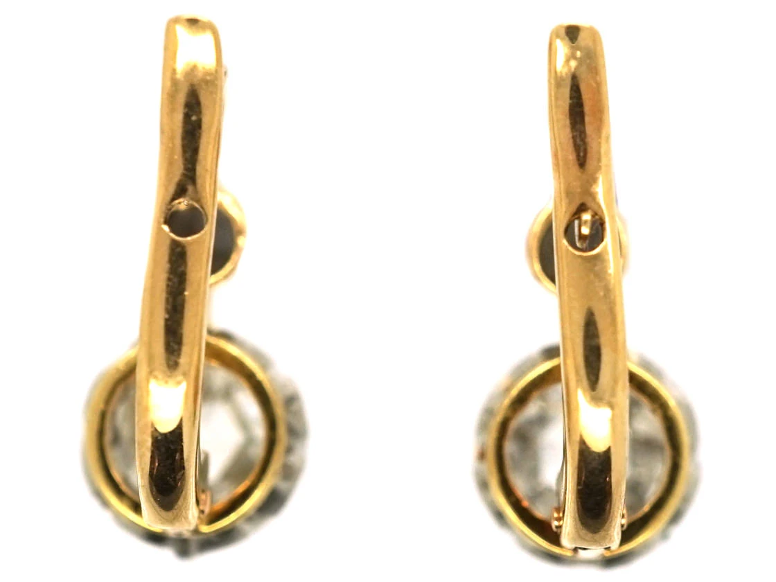 French 18ct Gold, Rose Diamond Drop Earrings 6 French 18ct Gold, Rose Diamond Drop Earrings - Image 4