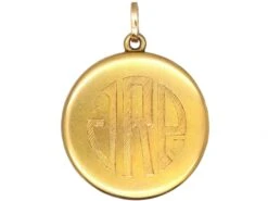 Early 20th Century Round Locket Set With A Sapphire & Diamonds 7 Early 20th Century Round Locket Set With A Sapphire & Diamonds -Antique Jewellery Company DSC06715 1