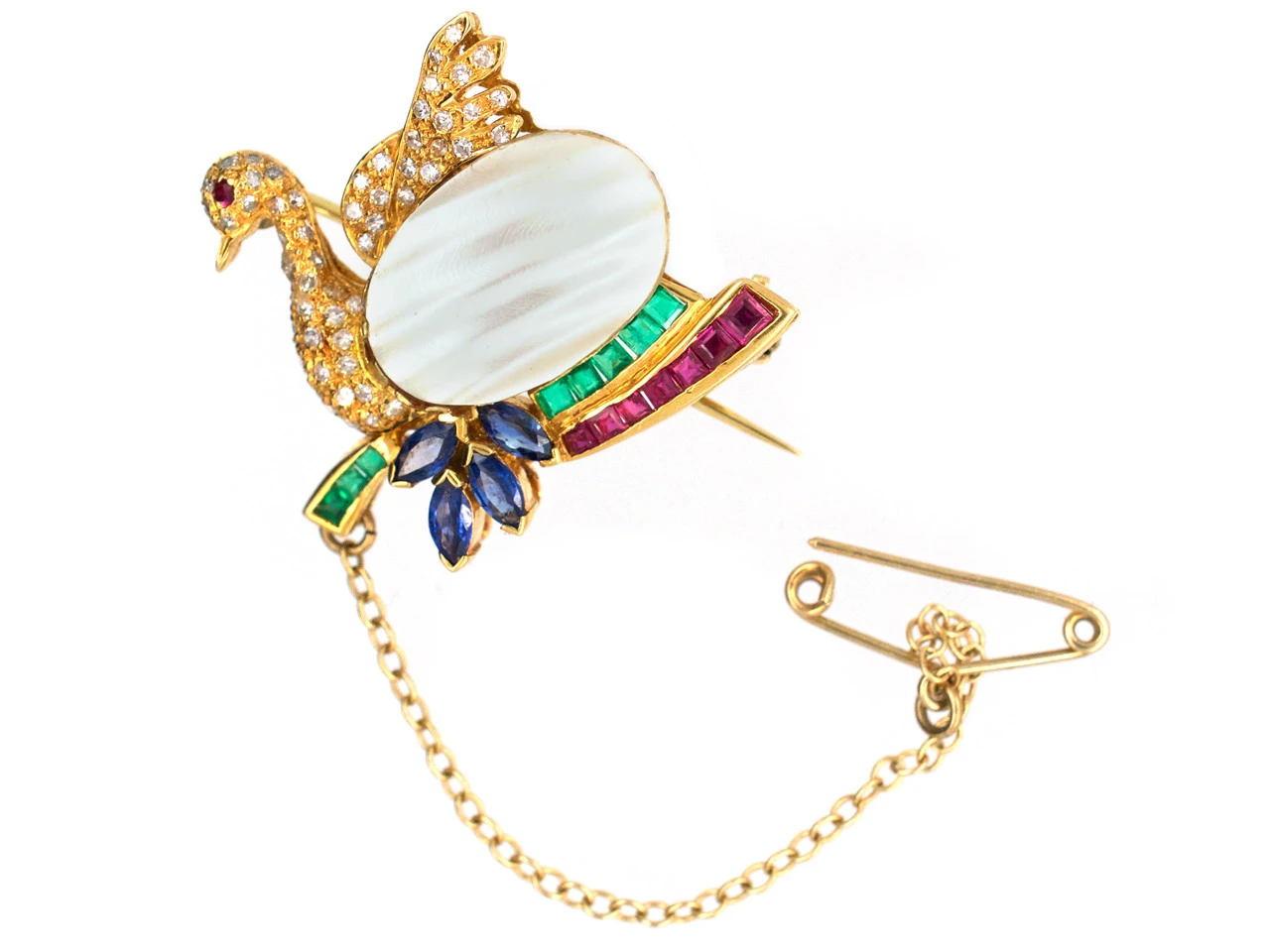 18ct Gold Gem Set Swan Brooch 4 18ct Gold Gem Set Swan Brooch - Image 2