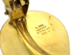 Silver Gilt Norwegian Blue Enamel Clip On Leaf Earrings 12 Silver Gilt Norwegian Blue Enamel Clip On Leaf Earrings -Antique Jewellery Company DSC06727