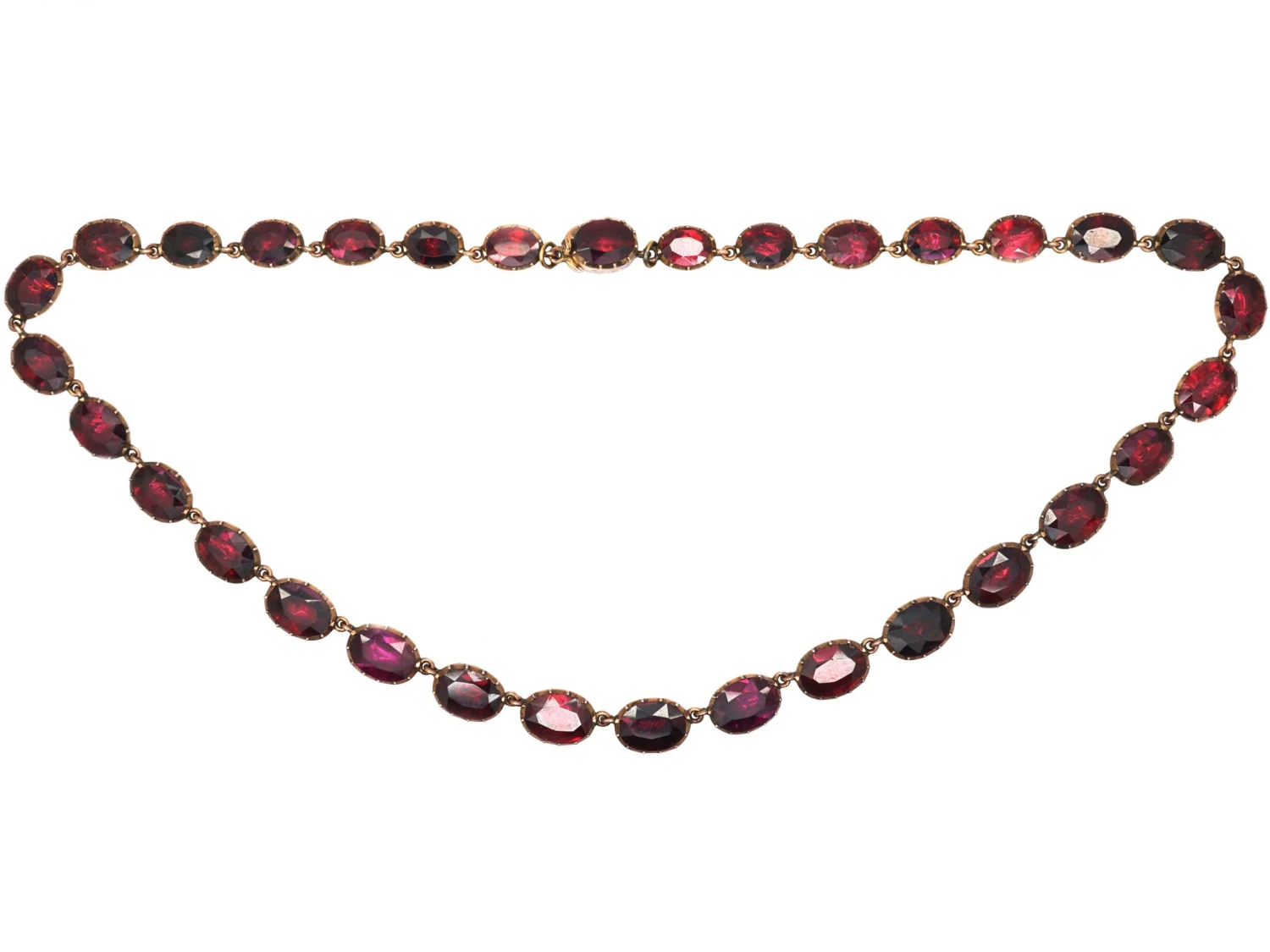 Georgian 9ct Gold Garnet Riviere Necklace In Original Case 3 Georgian 9ct Gold Garnet Riviere Necklace In Original Case