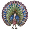 Edwardian Silver & Coloured Paste Peacock Brooch -Antique Jewellery Company DSC06750