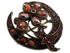 Edwardian Garnet Flower & Half Moon Brooch 6 Edwardian Garnet Flower & Half Moon Brooch -Antique Jewellery Company DSC06762 1
