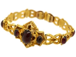 Victorian 15ct Gold & Cabochon Garnet Bracelet In Original Case -Antique Jewellery Company DSC06783