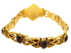 Victorian 15ct Gold & Cabochon Garnet Bracelet In Original Case -Antique Jewellery Company DSC06784