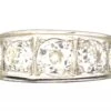 Art Deco Platinum, Five Stone Diamond Ring With Engraved Sides -Antique Jewellery Company DSC06796 scaled 1