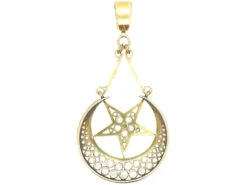 Victorian Large 18ct Gold Star & Crescent Pendant -Antique Jewellery Company DSC06800
