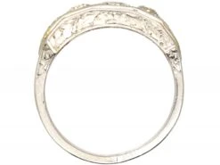 Art Deco Platinum, Five Stone Diamond Ring With Engraved Sides -Antique Jewellery Company DSC06804 scaled 1