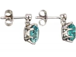 Early 20th Century 18ct White Gold, Zircon & Diamond Drop Earrings -Antique Jewellery Company DSC06811 scaled 1