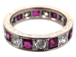 Art Deco 18ct White Gold, Ruby & Diamond Eternity Ring 13 Art Deco 18ct White Gold, Ruby & Diamond Eternity Ring -Antique Jewellery Company DSC06815