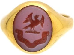 Early 20th Century 18ct Gold Signet Ring With Carnelian Intaglio Of An Eagle -Antique Jewellery Company DSC06827 scaled 1