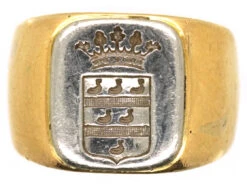 French Platinum & 18ct Gold Signet Ring