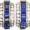 Art Deco 18ct White Gold, Sapphire & Diamond Half Hoop Earrings -Antique Jewellery Company DSC06844 scaled 1