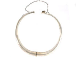 Engraved Silver 1950s Bangle Set With Garnets 9 Engraved Silver 1950s Bangle Set With Garnets -Antique Jewellery Company DSC06847