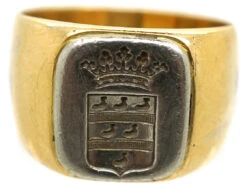 French Platinum & 18ct Gold Signet Ring -Antique Jewellery Company DSC06852 1