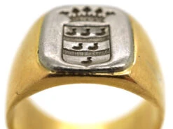French Platinum & 18ct Gold Signet Ring -Antique Jewellery Company DSC06857