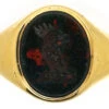 Late Victorian 18ct Gold & Bloodstone Signet Ring With A Cockerel Intaglio