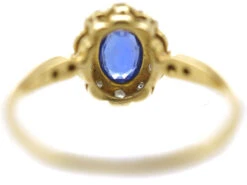 Edwardian Sapphire & Diamond Cluster Ring With Diamond Set Shoulders -Antique Jewellery Company DSC06867