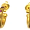 18ct Gold & Ruby Hoop Earrings -Antique Jewellery Company DSC06881