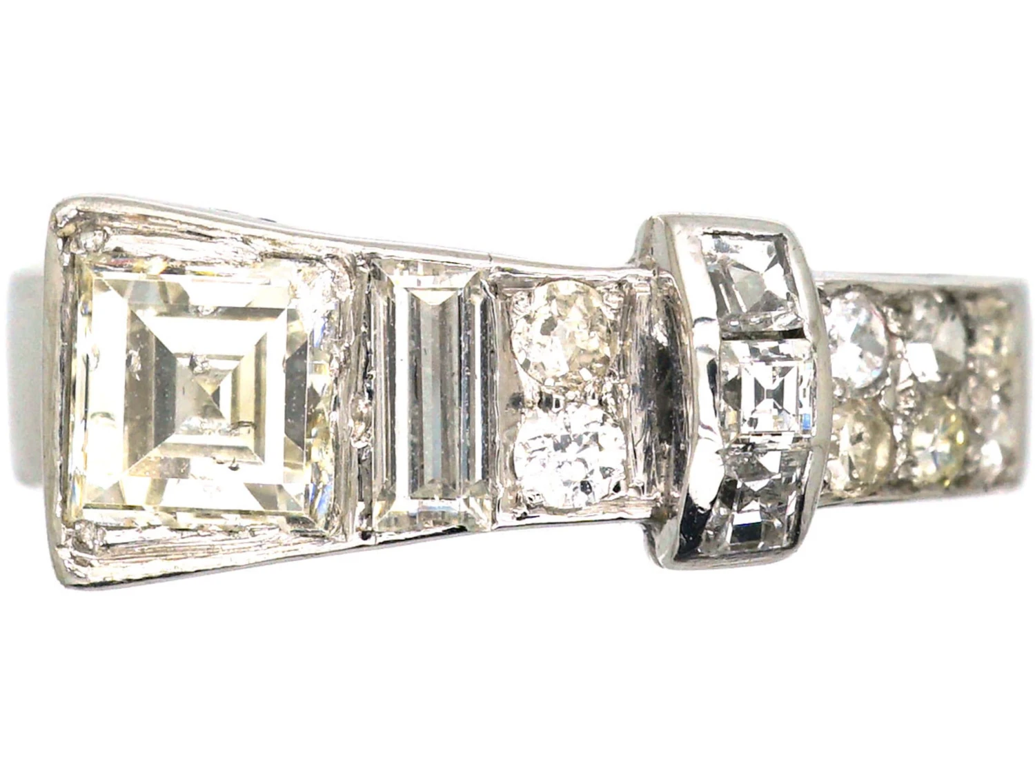 Art Deco Platinum & Diamond Buckle Ring 3 Art Deco Platinum & Diamond Buckle Ring