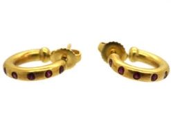 18ct Gold & Ruby Hoop Earrings 8 18ct Gold & Ruby Hoop Earrings -Antique Jewellery Company DSC06893
