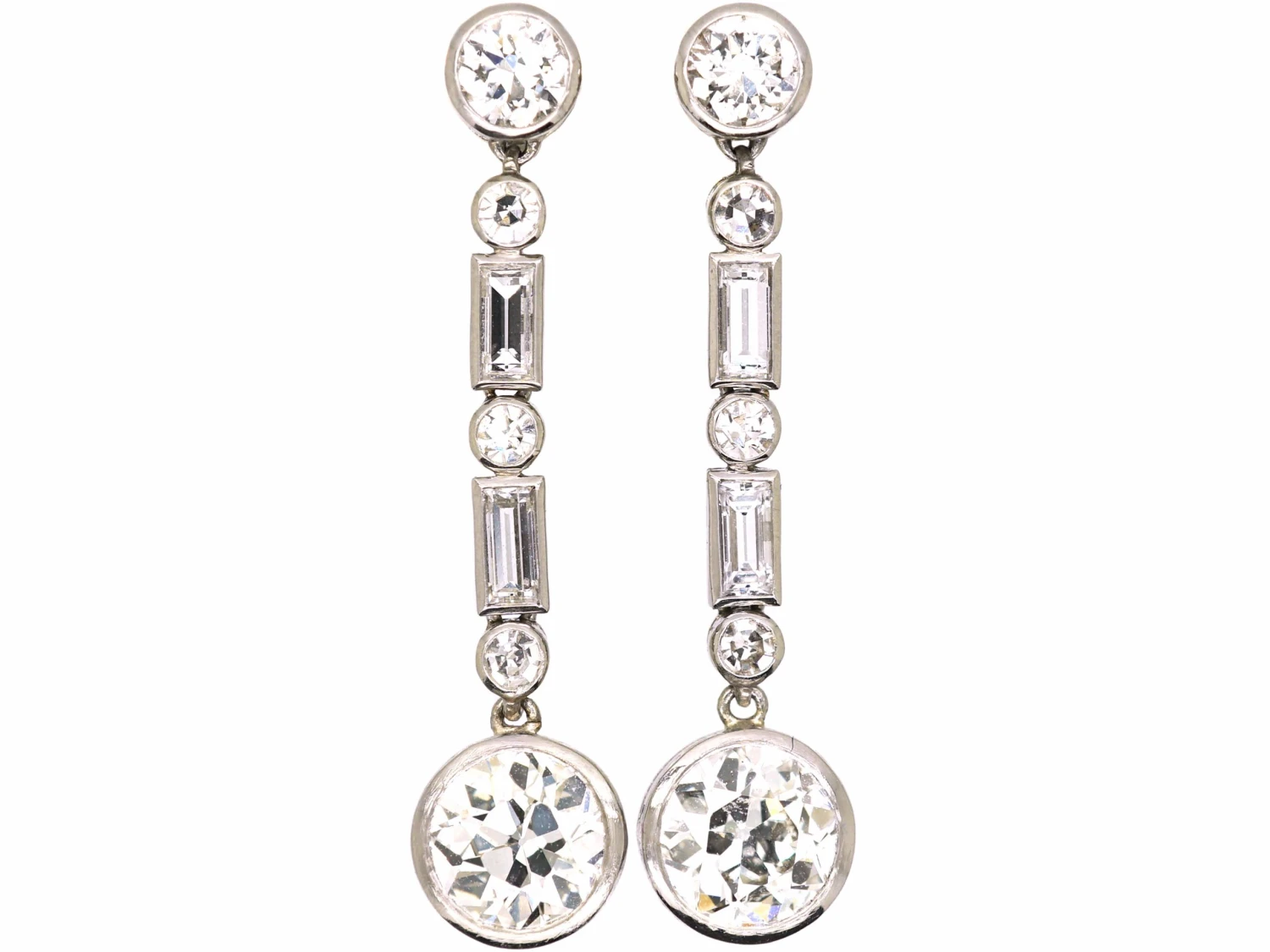Art Deco Platinum, Diamond Drop Earrings 3 Art Deco Platinum, Diamond Drop Earrings
