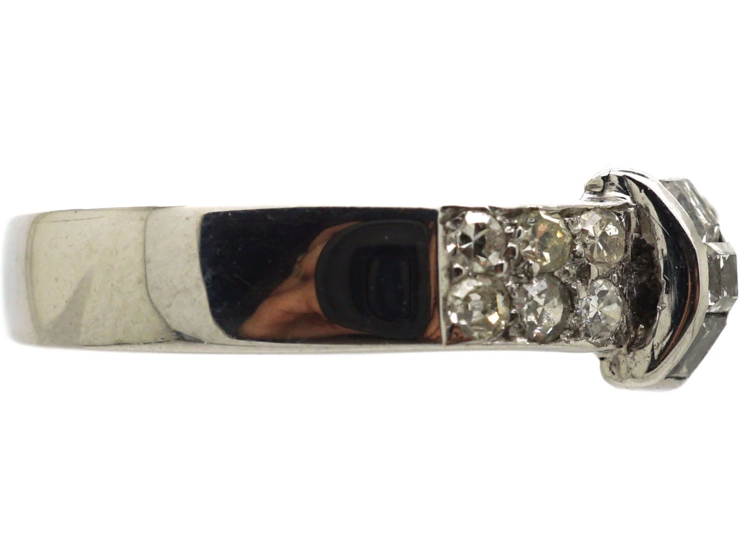 Art Deco Platinum & Diamond Buckle Ring 7 Art Deco Platinum & Diamond Buckle Ring - Image 5
