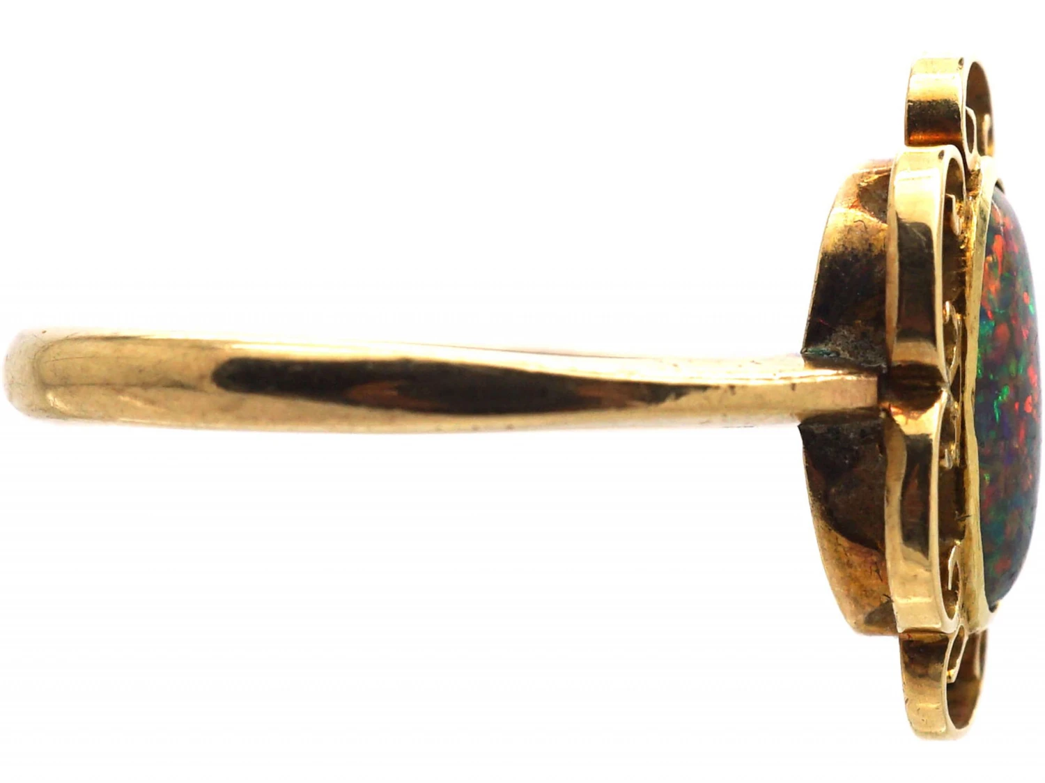 Arts & Crafts 9ct Gold & Black Opal Ring 7 Arts & Crafts 9ct Gold & Black Opal Ring - Image 5