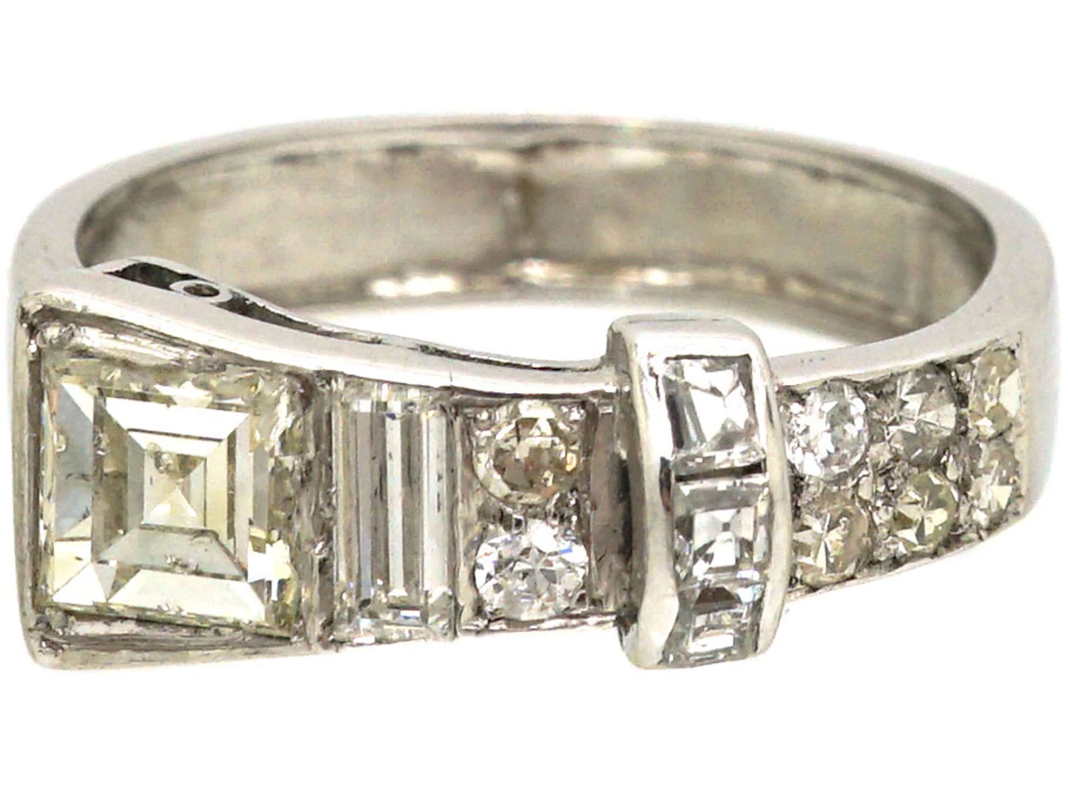 Art Deco Platinum & Diamond Buckle Ring 8 Art Deco Platinum & Diamond Buckle Ring - Image 6