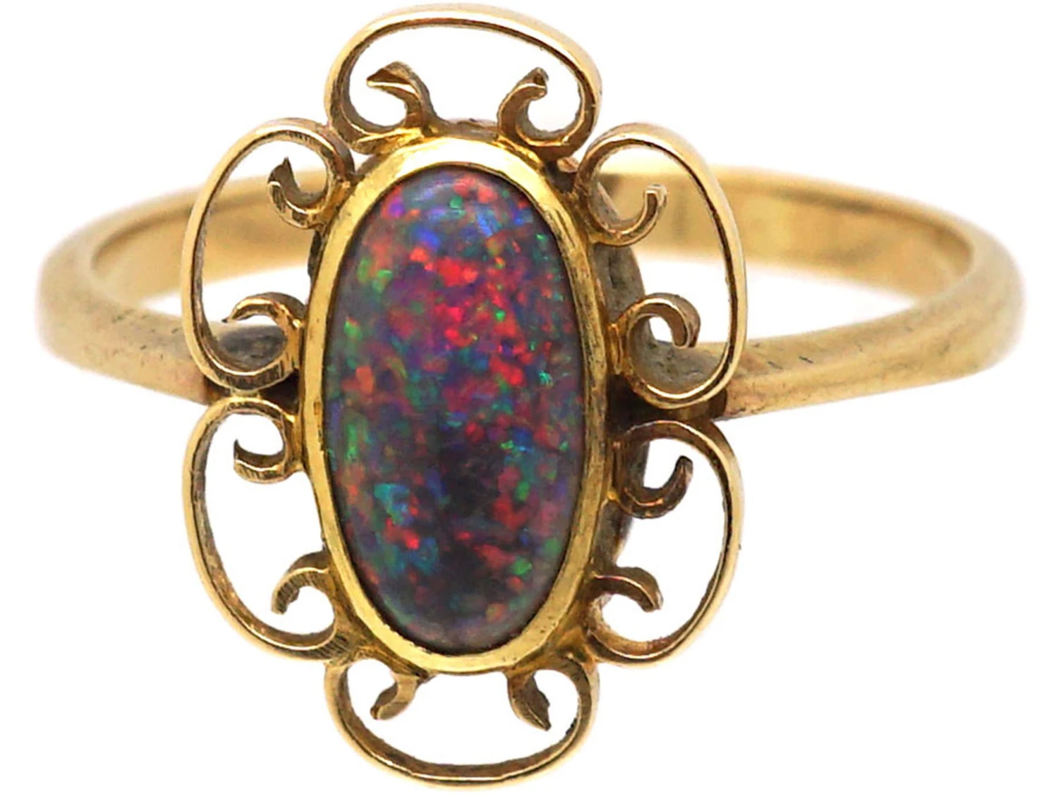 Arts & Crafts 9ct Gold & Black Opal Ring 8 Arts & Crafts 9ct Gold & Black Opal Ring - Image 6