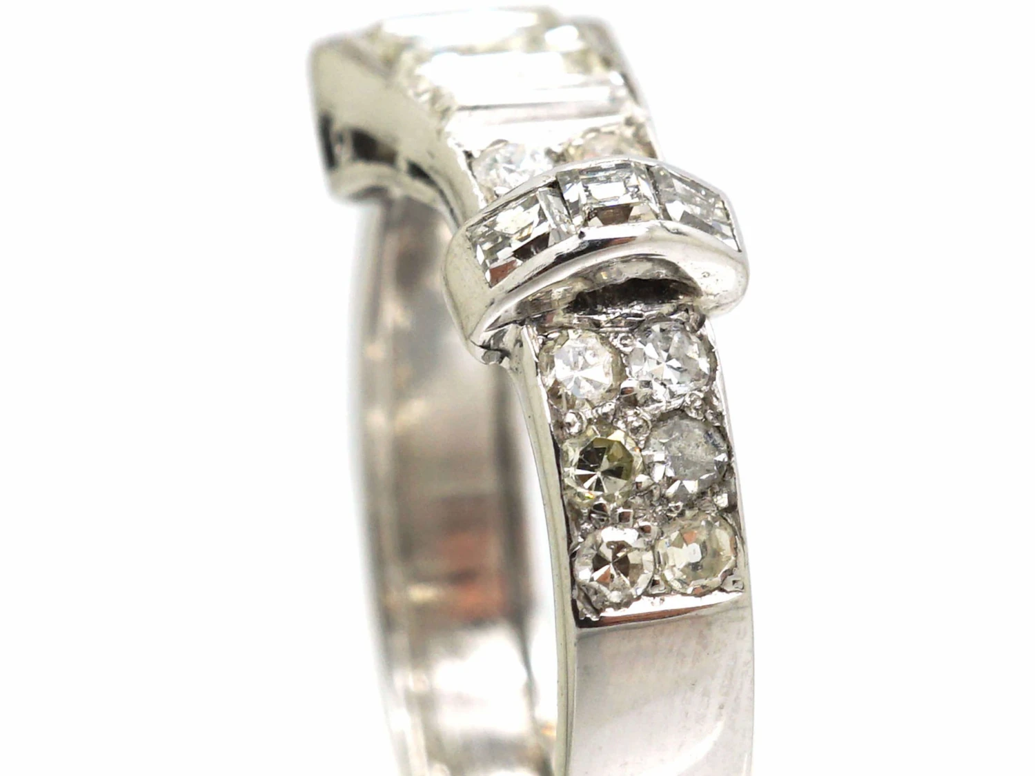 Art Deco Platinum & Diamond Buckle Ring 4 Art Deco Platinum & Diamond Buckle Ring - Image 2