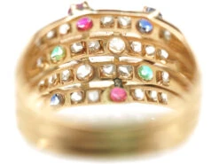 14ct Gold Harem Ring Set With Rubies, Sapphires, Emeralds & Diamonds -Antique Jewellery Company DSC06984