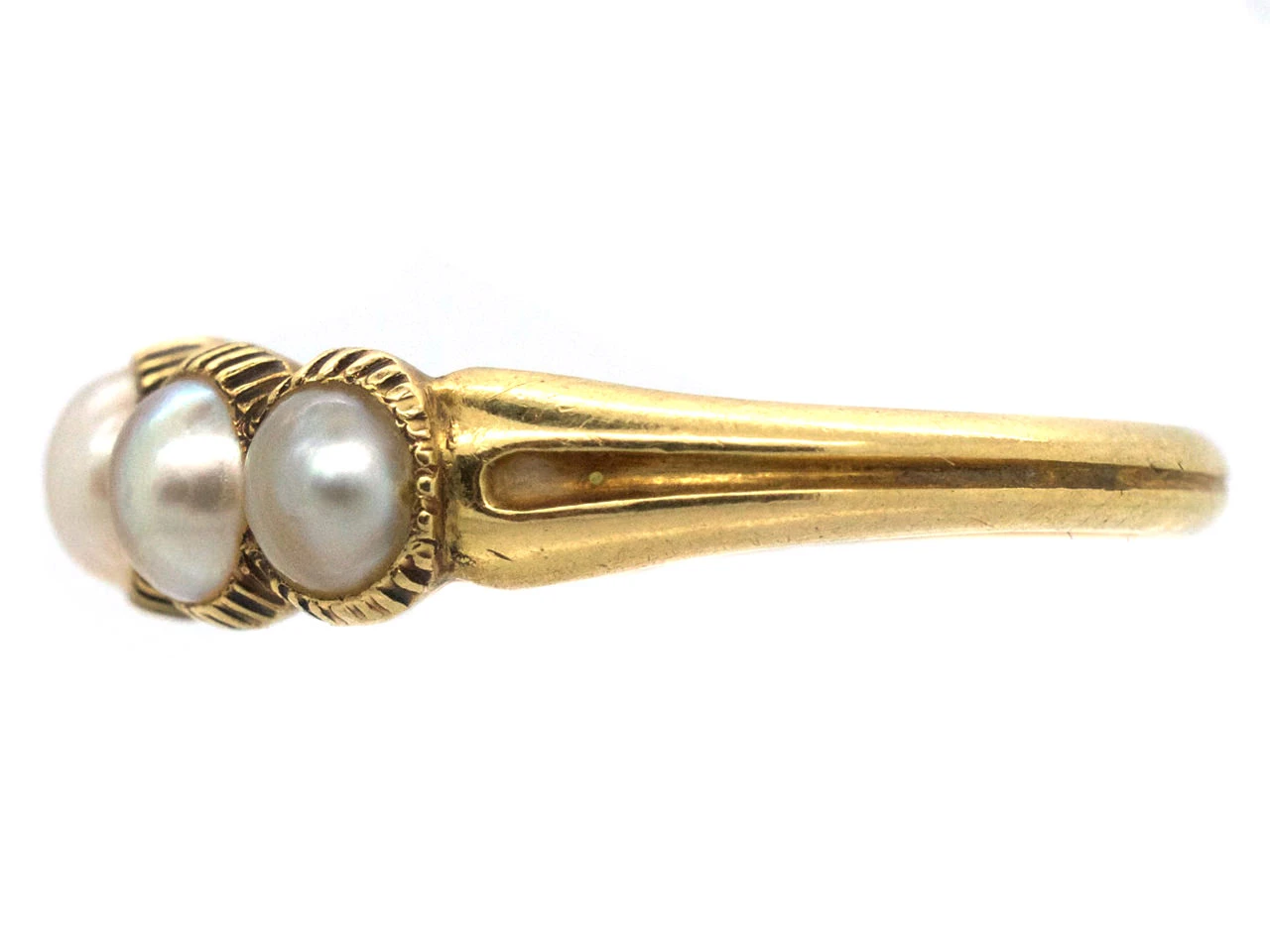 Regency 18ct Gold & Natural Split Pearl Ring 6 Regency 18ct Gold & Natural Split Pearl Ring - Image 4