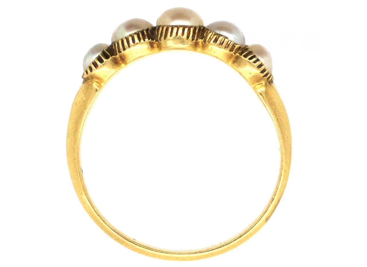 Regency 18ct Gold & Natural Split Pearl Ring 7 Regency 18ct Gold & Natural Split Pearl Ring - Image 5