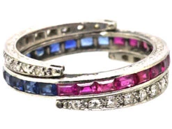 Art Deco 18ct White Gold Flip Over Ring Set With Sapphires, Rubies & Diamonds 11 Art Deco 18ct White Gold Flip Over Ring Set With Sapphires, Rubies & Diamonds -Antique Jewellery Company DSC07027 copy 1