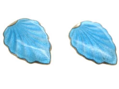 Silver & Blue Enamel Clip On Earrings -Antique Jewellery Company DSC07030 1